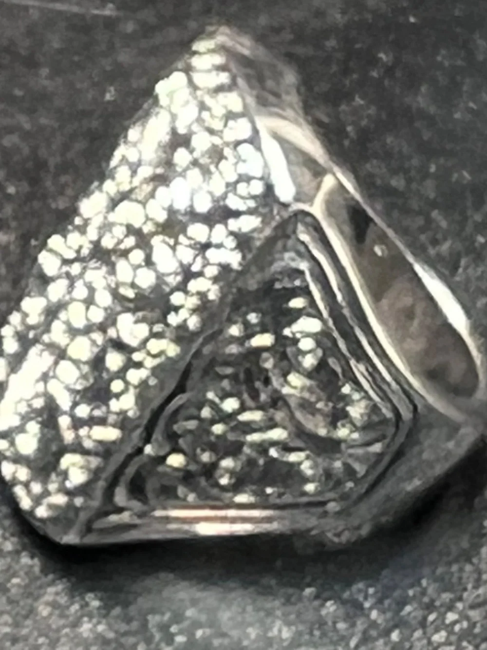 Silver Tone Baroque Goth Heavy Oxidized Filligree Academia Ring Size 7.5